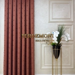 CITY Desen Ponponlu Yeni Sezon Kiremit Rengi Fon Perde