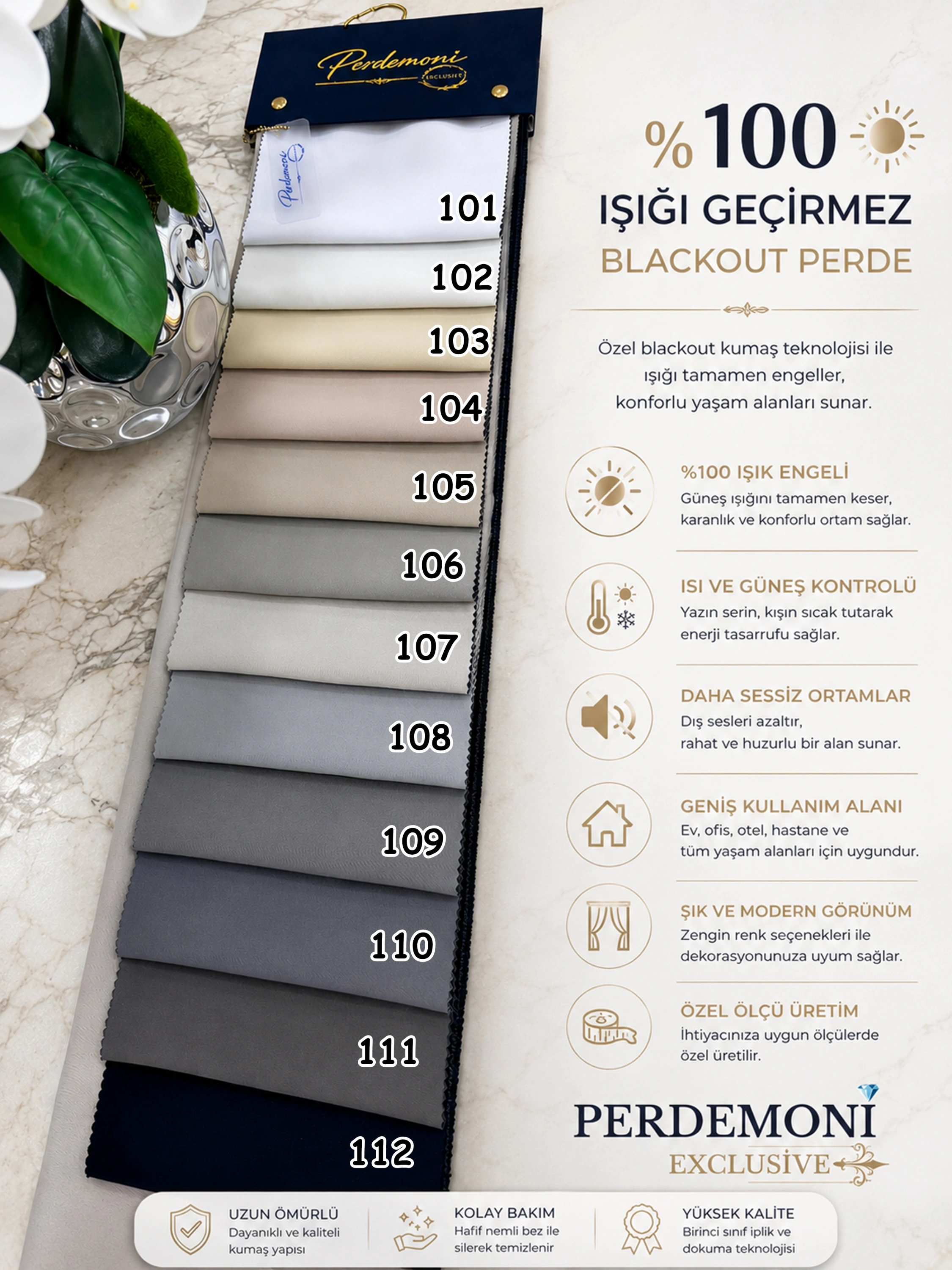 %100 Her Odaya Uygun Güneş Geçirmez Elit Blackout