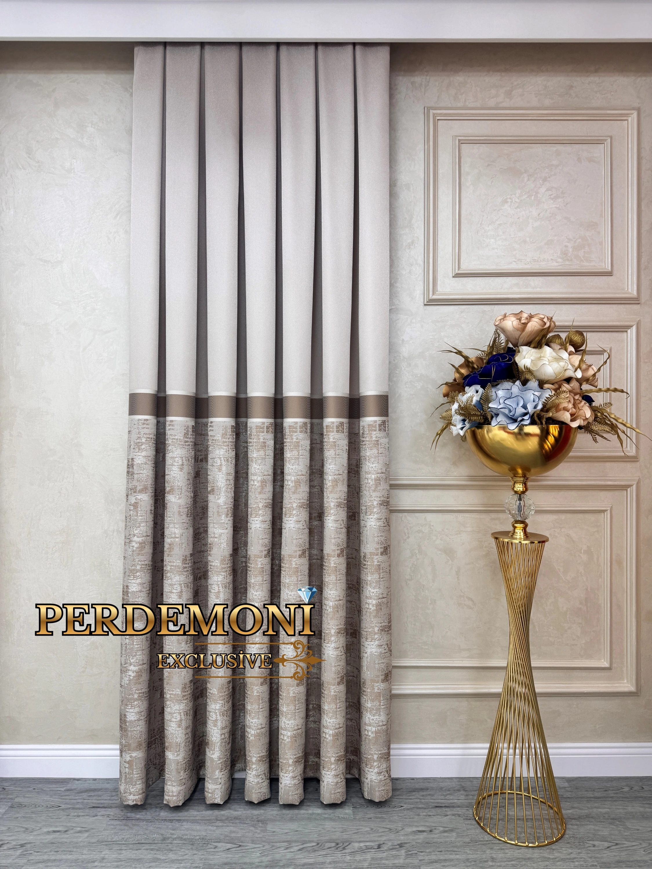 Asos Desen Pano Bej Rengi Fon Perde 7 FARKLI RENK SEÇENEĞİ