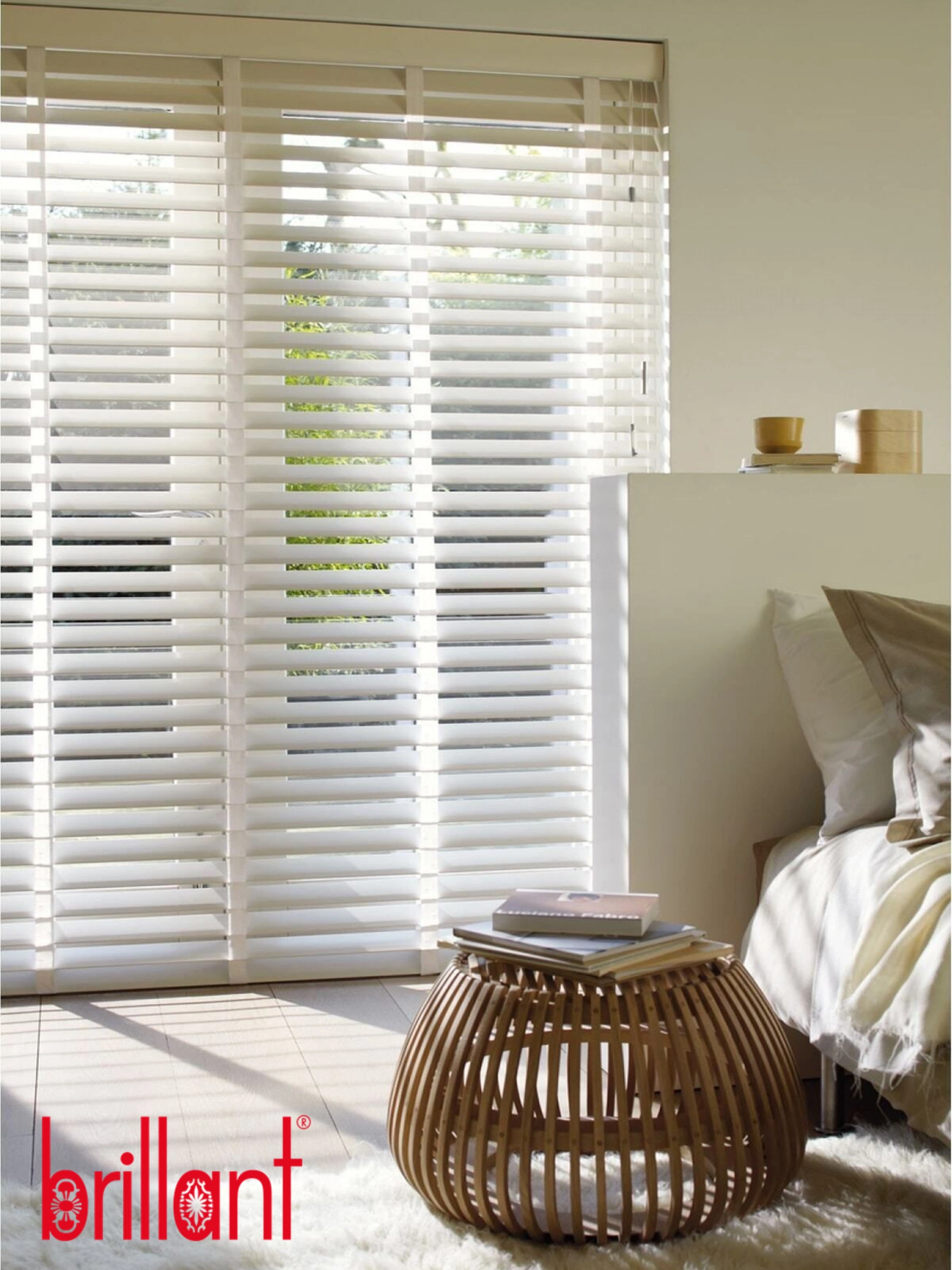 Beyaz %100 Orijinal Ahşap Jaluzi Perde 50 Mm Ofis Modern Ve Tüm Mekanlar Için