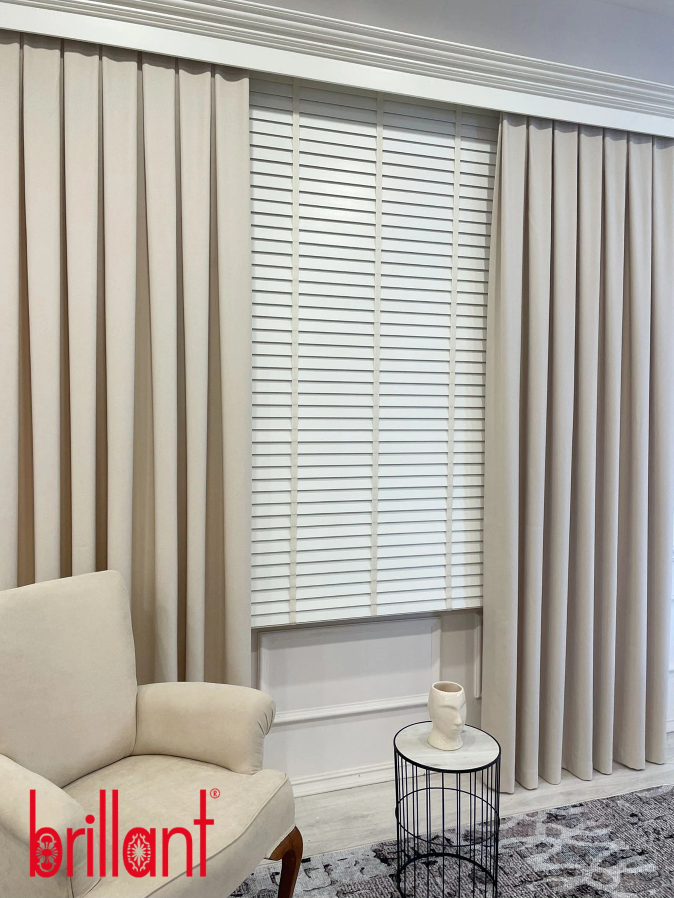 Krem Rengi %100 Orijinal Ahşap Jaluzi Perde 50 Mm Ofis Modern Ve Tüm Mekanlar Için