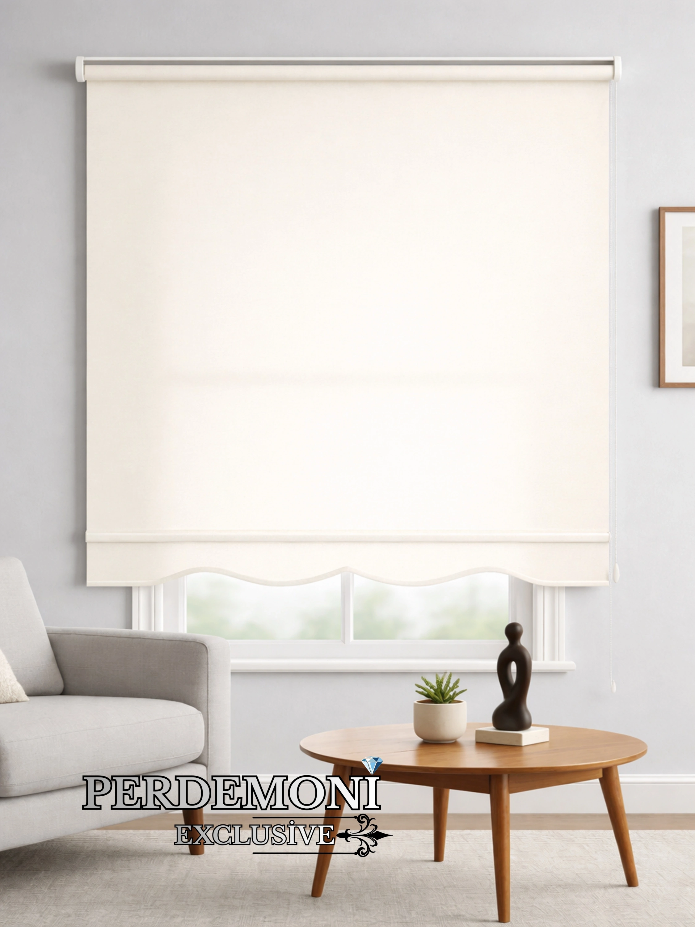 Mat Stor Perde - KREM - Silinebilir - Temizliği Kolay - Kornişe, Tavana veya Duvara kolay montaj