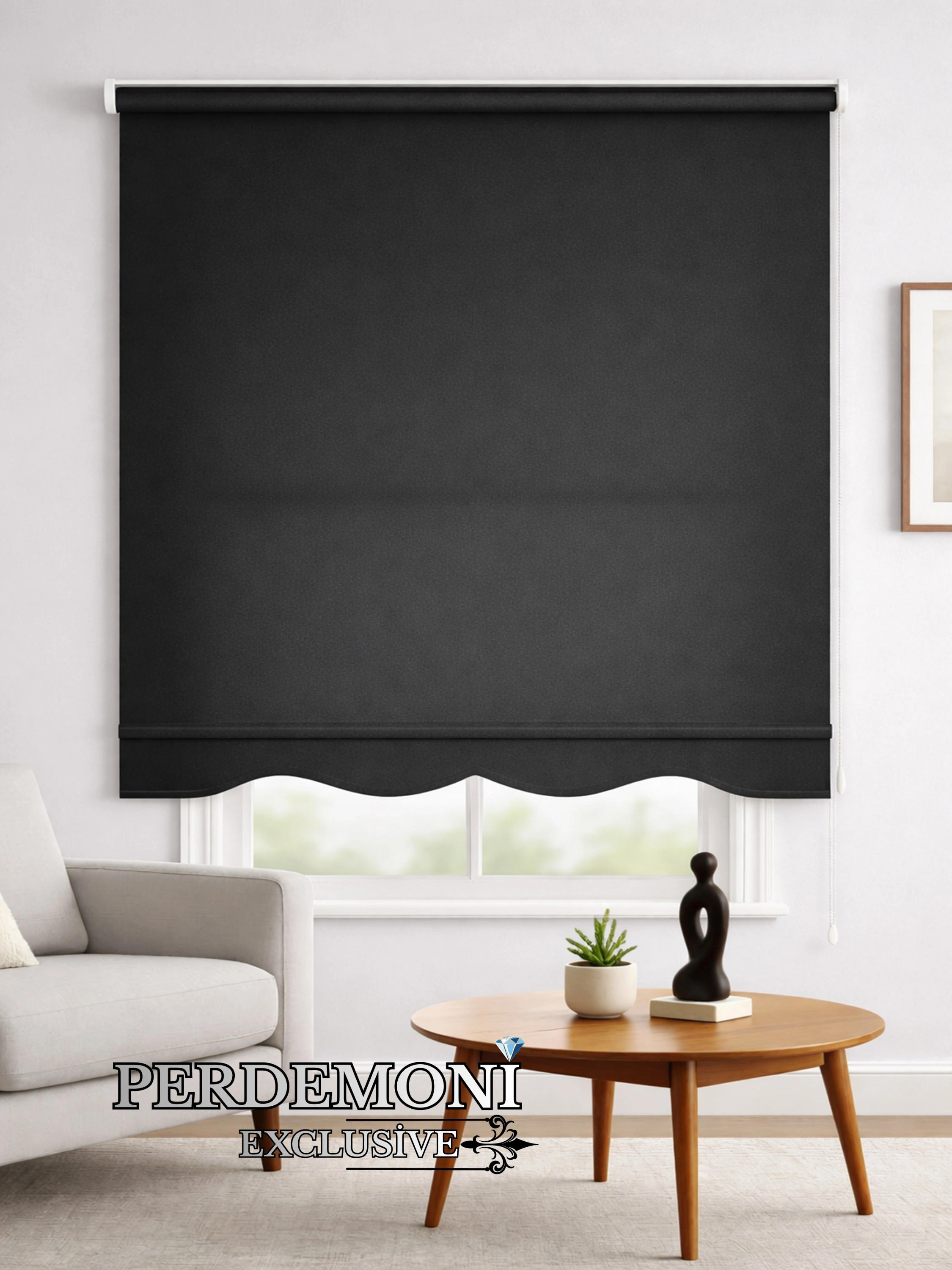 Mat Stor Perde - SİYAH - Silinebilir - Temizliği Kolay - Kornişe, Tavana veya Duvara kolay montaj