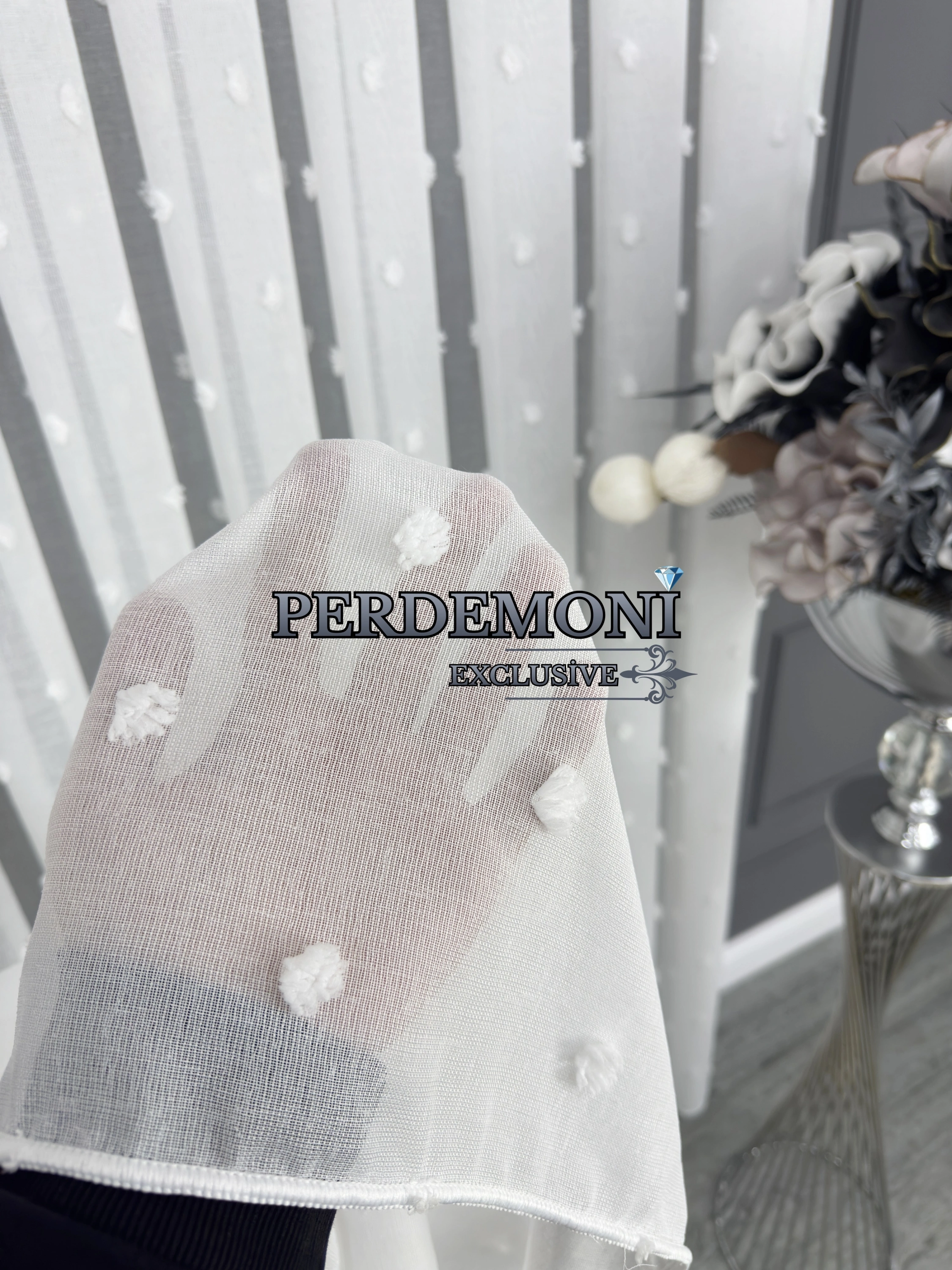 Olivia Desen Etek Kurşunlu Tül Perde Ütü İstemez