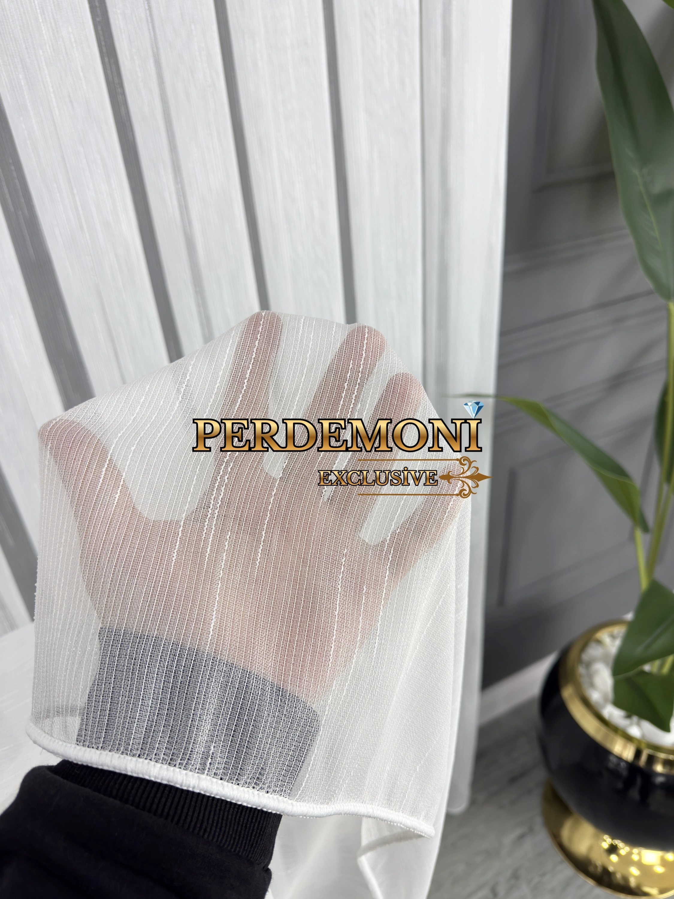 Bambu Şantuklu Tül Perde Ütü İstemez Yüksek Gramaj