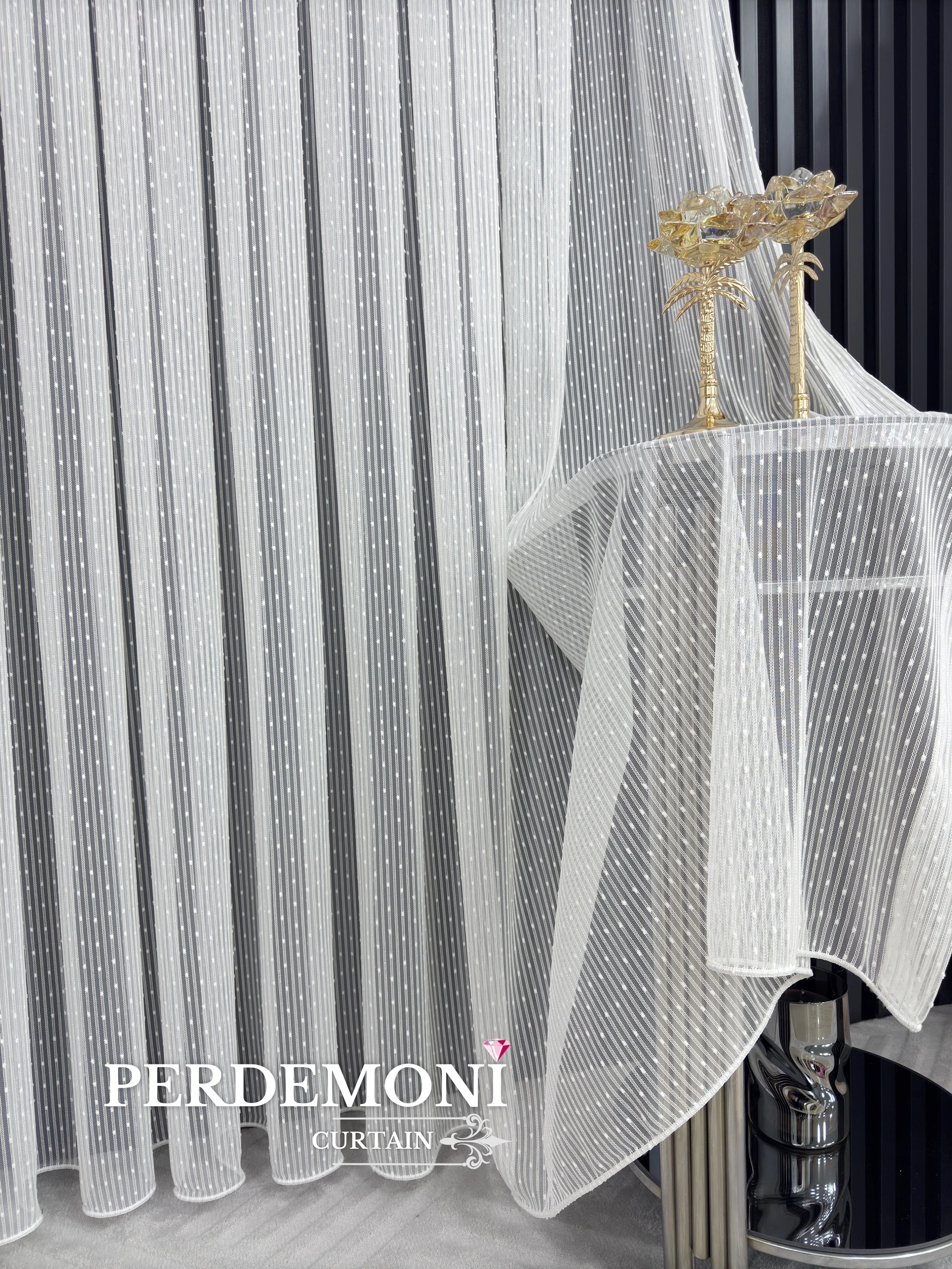 Buse Desen Etek Kurşunlu Tül Perde Ütü İstemez Dökümlü Kumaş