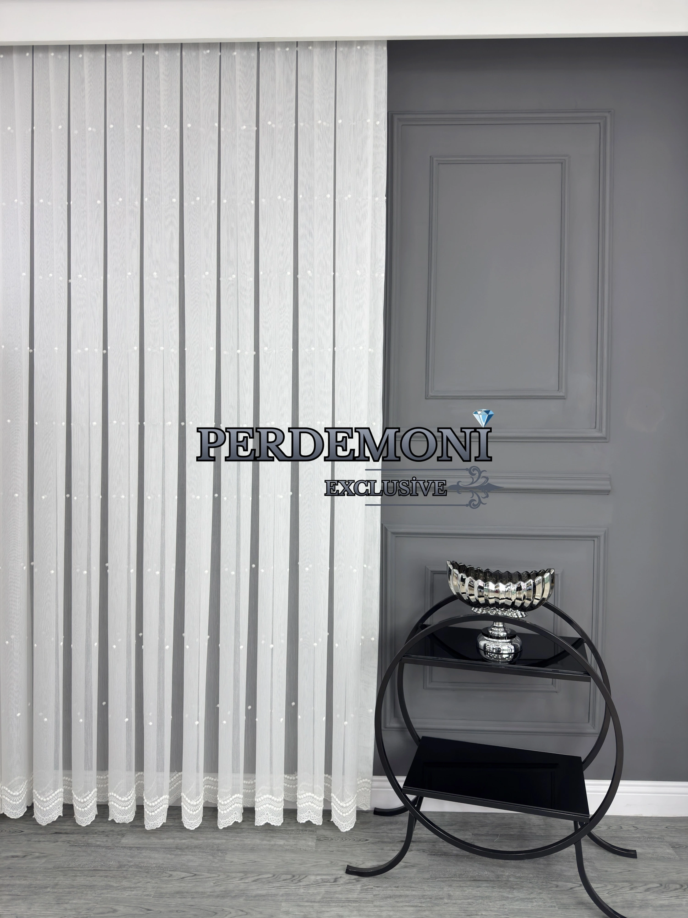 Korgan Desen Etek Kurşunlu Tül Perde Ütü İstemez Brillant