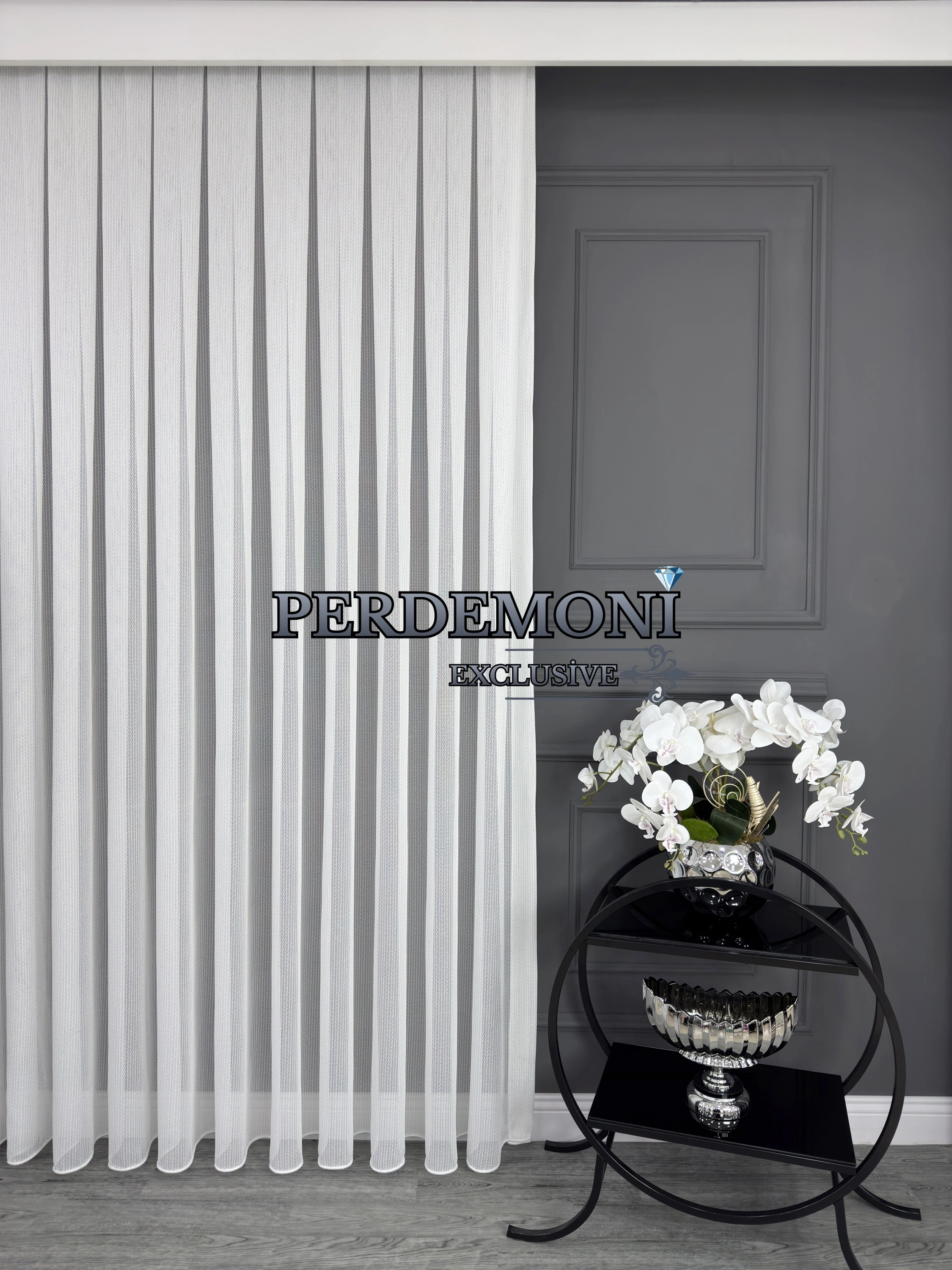 Mine Desen Etek Kurşunlu Tül Perde Ütü İstemez