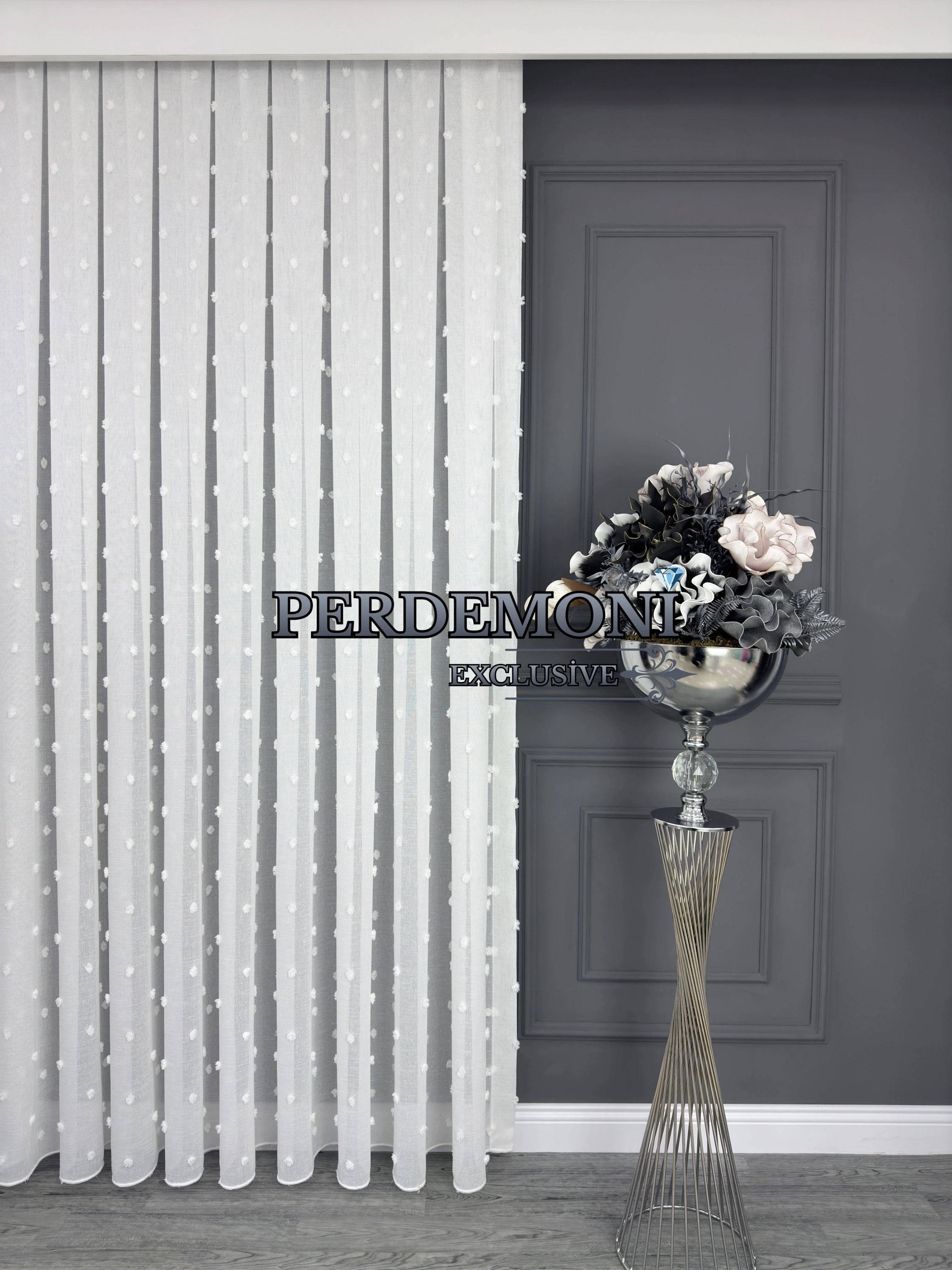 Olivia Desen Etek Kurşunlu Tül Perde Ütü İstemez