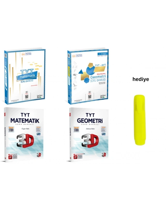 3D ve Üçdörtbeş TYT Matematik Geometri Soru Bankası Seti 4 Kitap