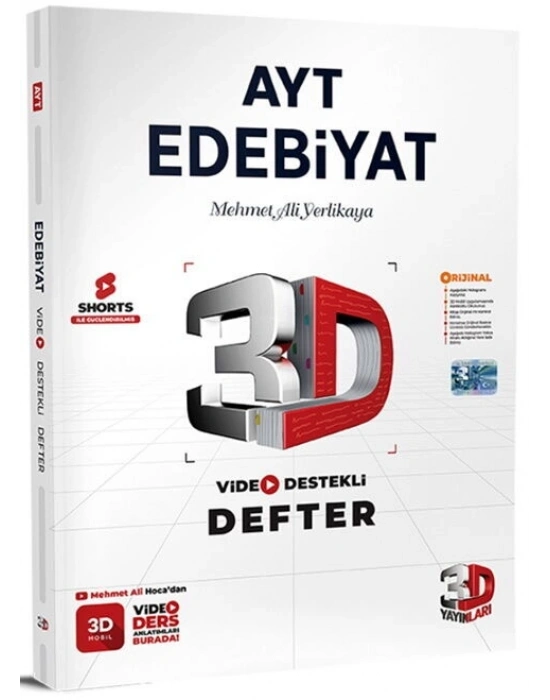 3D Yayınları AYT Edebiyat Video Destekli Defter