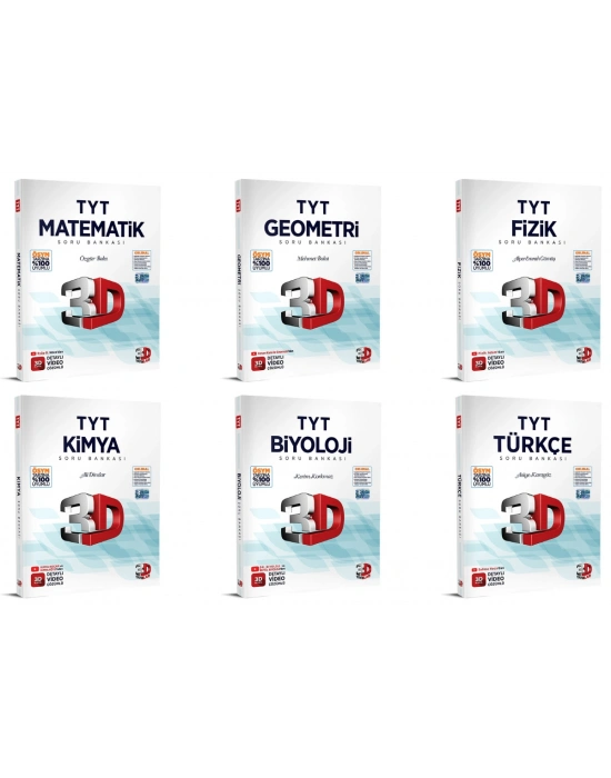 3D Yayınları TYT Tüm Dersler Soru Bankası Seti 6 Kitap Bir Arada