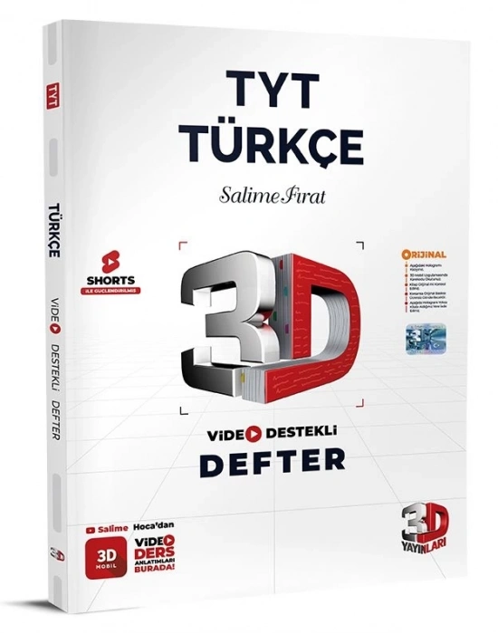 3D Yayınları Tyt Video Destekli Türkçe Defter Vdd