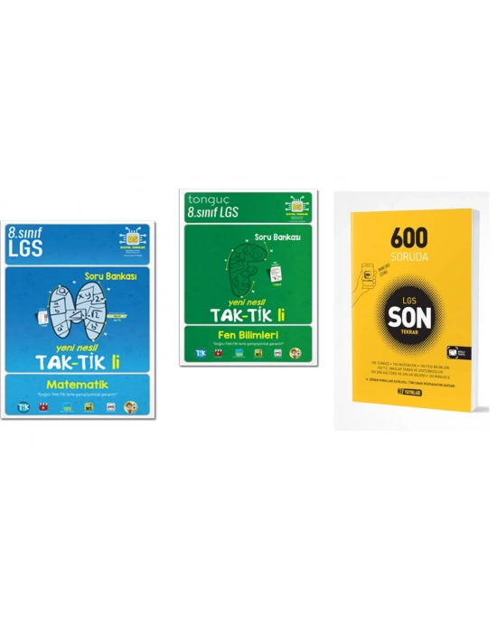 TONGUÇ YAYINLARI 8. SINIF TAKTİKLİ MATEMATİK VE FEN BİLİMLERİ SORU BANKASI + HIZ YAYINLARI LGS SON TEKRAR (3 KİTAP)