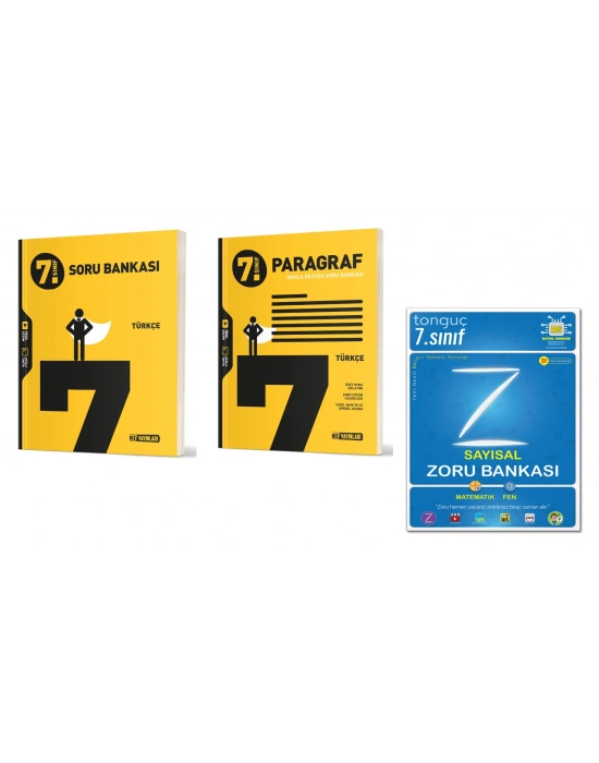 HIZ YAYINLARI 7.SINIF TÜRKÇE - PARAGRAF SORU BANKASI VE TONGUÇ YAYINLARI SAYISAL ZORU BANKASI (3 KİTAP)