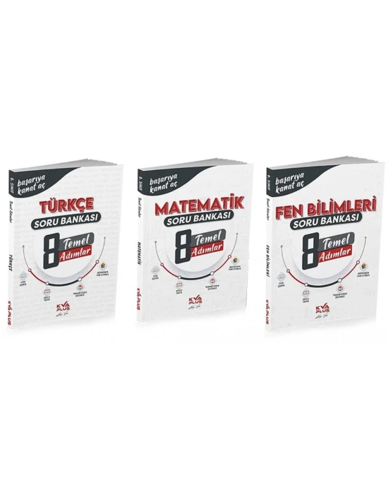 KORAY VAROL YAYINLARI 8. SINIF TÜRKÇE - MATEMATİK - FEN BİLİMLERİ TEMEL ADIMLAR SORU BANKASI (3 KİTAP)