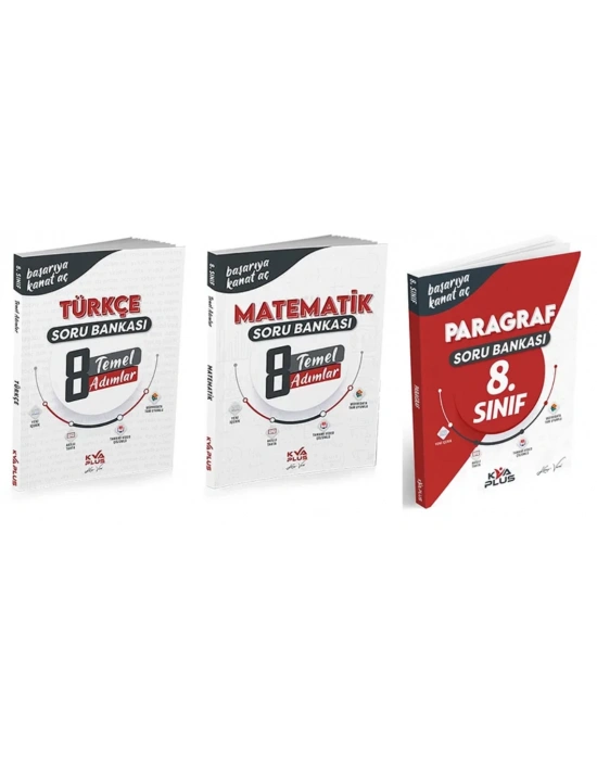KORAY VAROL YAYINLARI 8. SINIF TÜRKÇE - MATEMATİK TEMEL ADIMLAR SORU BANKASI VE PARAGRAF SORU BANKASI (3 KİTAP)