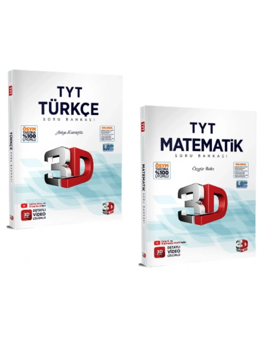 3D YAYINLARI 2024 TYT 3D Türkçe - Matematik Soru Bankaları (2 Kİtap)