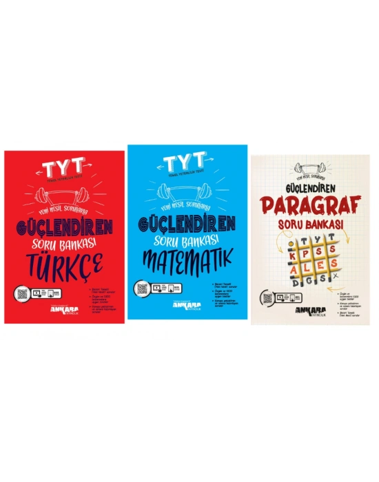 ANKARA YAYINCILIK TYT Türkçe - Matematik Güçlendiren Soru Bankası ve TYT-KPSS-ALES-DGS PARAGRAF GÜÇLENDİREN SORU BANKASI (3 Kitap)