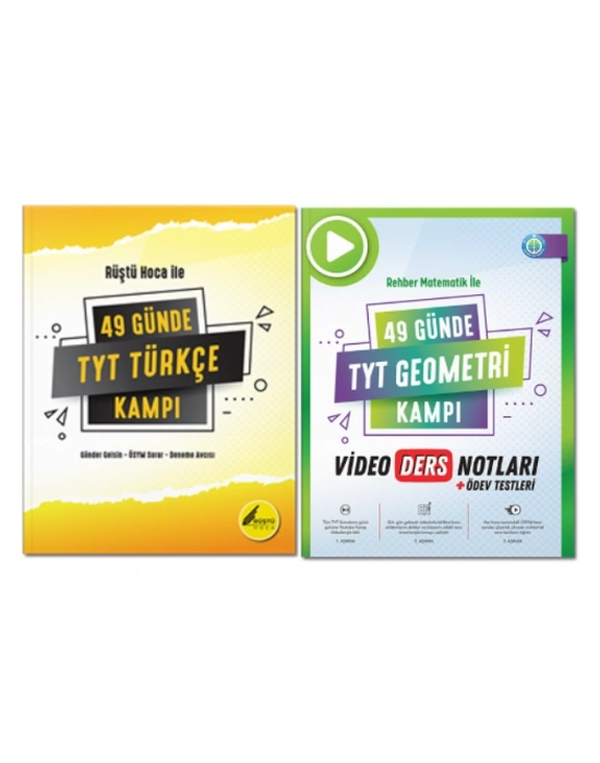 TONGUÇ YAYINLARI Rüştü Hoca ile 49 Günde TYT Türkçe Kampı ve Rehber Matematikle 49 GÜNDE TYT GEOMETRİ VİDEO DERS NOTLAR (2 KİTAP)