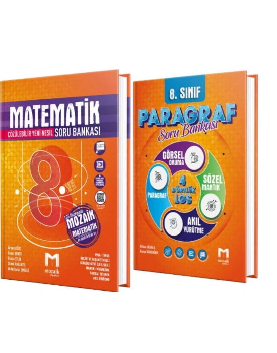 MOZAİK YAYINLARI 8. Sınıf Matematik - Paragraf Soru Bankası (2 Kitap)
