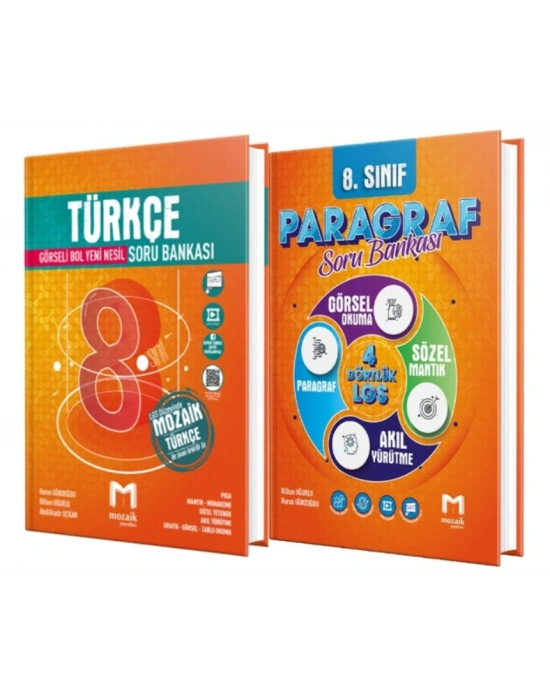 MOZAİK YAYINLARI 8. Sınıf Türkçe - Paragraf Soru Bankası (2 Kitap)