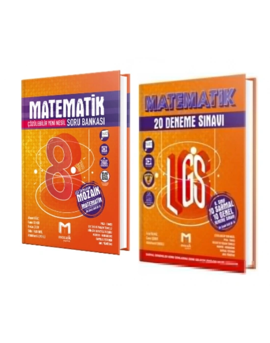 MOZAİK YAYINLARI 8. Sınıf Matematik Soru Bankası ve Matematik 20 Deneme (2 Kitap)