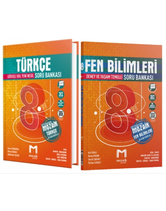 MOZAİK YAYINLARI 8. Sınıf Türkçe - Fen Bilimleri Soru Bankası (2 Kitap)