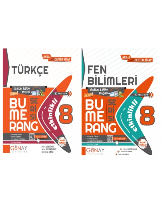 GÜNAY YAYINLARI 8. Sınıf Bumerang Serisi Türkçe - Fen Bilimleri Konu Anlatımlı ve Etkinlikli Soru Bankası (2 Kitap)
