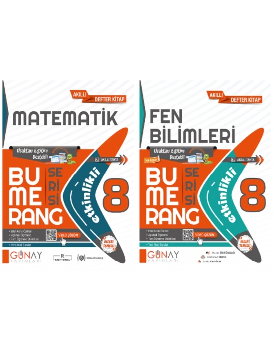 GÜNAY YAYINLARI 8. Sınıf Bumerang Serisi Matematik - Fen Bilimleri Konu Anlatımlı ve Etkinlikli Soru Bankası (2 Kitap)