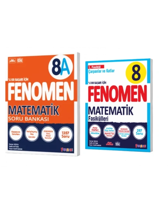 FENOMEN YAYINLARI 8. SINIF Matematik A Soru Bankası ve Matematik 1. Fasikül (Çarpanlar ve Katlar)(2 KİTAP)