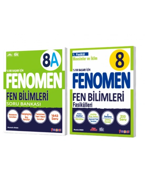 FENOMEN YAYINLARI 8. SINIF Fen Bilimleri A Soru Bankası + Fen Bilimleri 1. Fasikül (Mevsimler Ve İklim)(2 KİTAP)