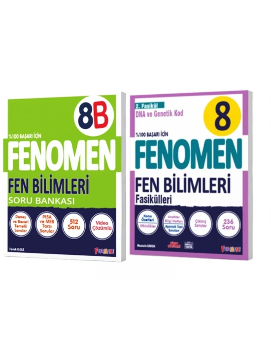 FENOMEN YAYINLARI 8. SINIF Fen Bilimleri B Soru Bankası + Fen Bilimleri 2. Fasikül (DNA Ve Genetik Kod) (2 KİTAP)