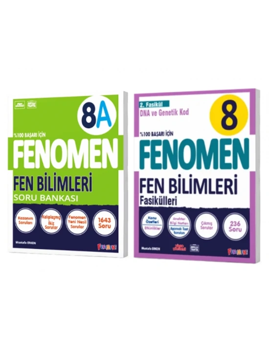 FENOMEN YAYINLARI 8. SINIF Fen Bilimleri A Soru Bankası + Fen Bilimleri 2. Fasikül (DNA Ve Genetik Kod) (2 KİTAP)