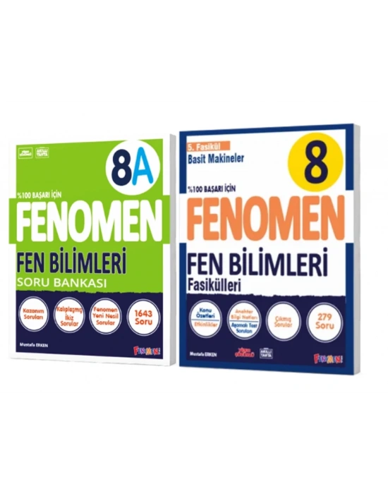FENOMEN YAYINLARI 8. SINIF Fen Bilimleri A Soru Bankası + Fen Bilimleri 5. Fasikül (Basit Makineler) (2 KİTAP)
