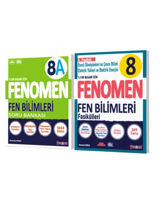 ENOMEN YAYINLARI 8. SINIF Fen Bilimleri A Soru Bankası + Fen Bilimleri 6. Fasikül (Enerji Dön. Ve Çevre Bil.-Elektrik Yükleri Elek. Enerjisi) (2 KİTAP)