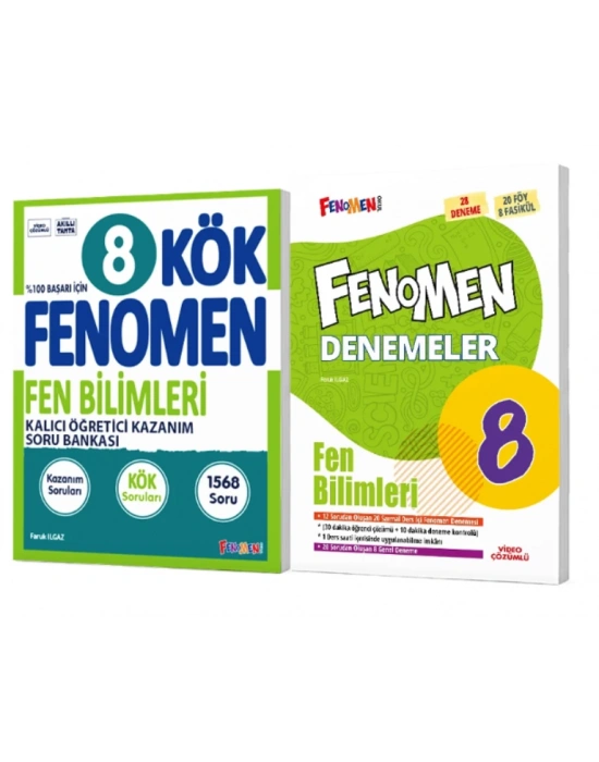 FENOMEN YAYINLARI 8. SINIF Kök Fen Bilimleri Soru Bankası + Fen Bilimleri Denemeleri (2 KİTAP)