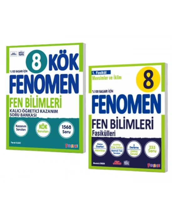 FENOMEN YAYINLARI 8. SINIF Kök Fen Bilimleri Soru Bankası + Fen Bilimleri 1. Fasikül (Mevsimler Ve İklim)(2 KİTAP)