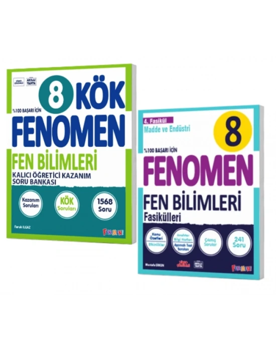 FENOMEN YAYINLARI 8. SINIF Kök Fen Bilimleri Soru Bankası + Fen Bilimleri 4. Fasikül (Madde Ve Endüstri) (2 KİTAP)