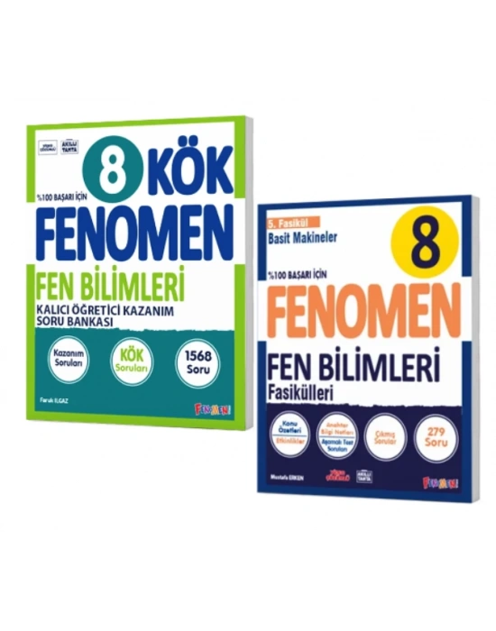 FENOMEN YAYINLARI 8. SINIF Kök Fen Bilimleri Soru Bankası + Fen Bilimleri 5. Fasikül (Basit Makineler) (2 KİTAP)