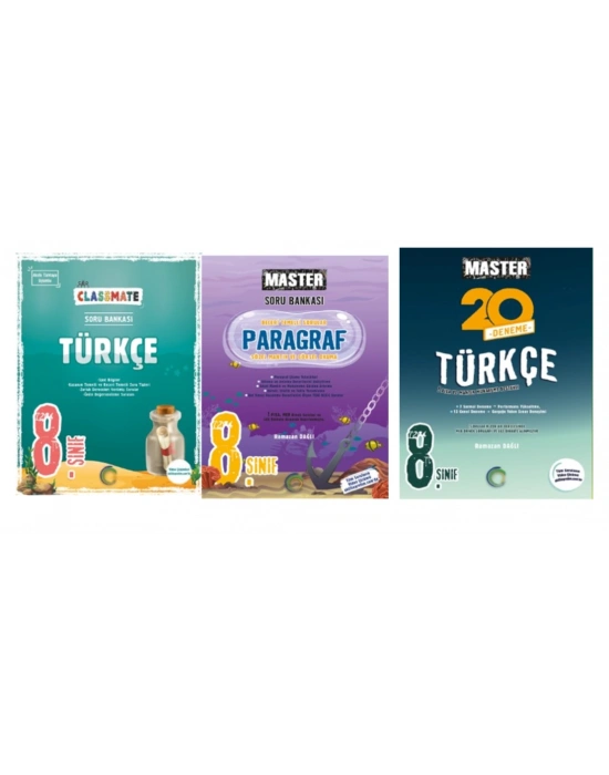 OKYANUS YAYINCILIK 8. Sınıf Classmate Türkçe Soru Bankası +Master Paragraf Soru Bankası + Master 20 Türkçe Denemesi (3 Kitap)