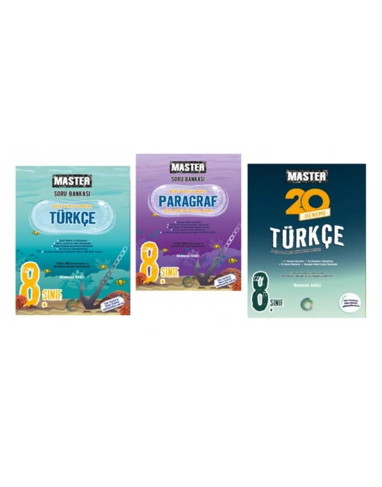 OKYANUS YAYINCILIK 8. Sınıf Master Türkçe Soru Bankası +Master Paragraf Soru Bankası + Master 20 Türkçe Denemesi (3 Kitap)