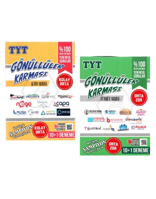 GÖNÜLLÜLER KARMASI TYT DENEMELERİ ALTIN (KOLAY ORTA) + ZÜMRÜT (ORTA ZOR) SERİSİ (2 SET)