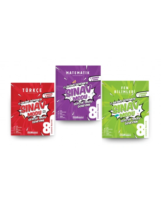 PRUVA AKADEMİ YAYINLARI 8. Sınıf Türkçe + Matematik + Fen Bilgisi Branş Denemeleri (3 Kitap)