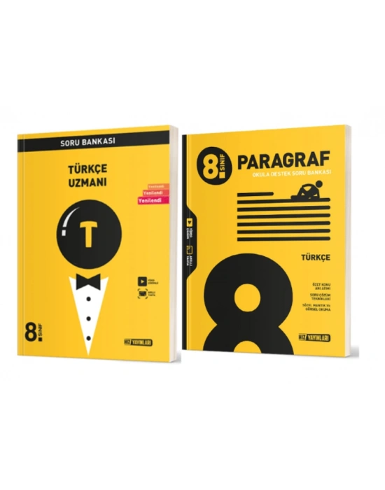 HIZ YAYINLARI 8. SINIF TÜRKÇE UZMANI SORU BANKASI + TÜRKÇE PARAGRAF SORU BANKASI (2 KİTAP)