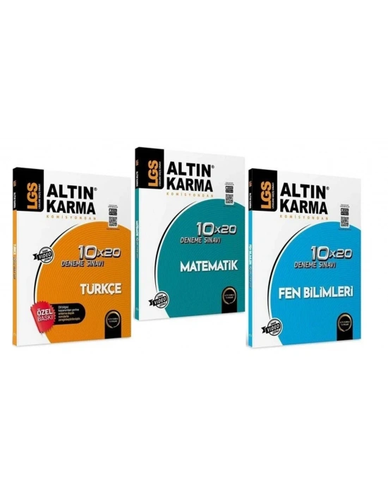 ALTIN KARMA YAYINLARI TÜRKÇE + MATEMATİK + FEN BİLİMLERİ 10*20 Deneme Sınavı (3 KİTAP)