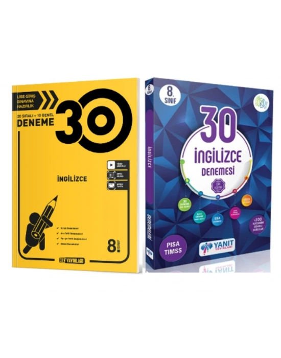 HIZ YAYINLARI 8.SINIF LGS İNGİLİZCE 30 DENEME + YANIT YAYINLARI İngilizce Video Çözümlü 30 Deneme (2 Kitap)