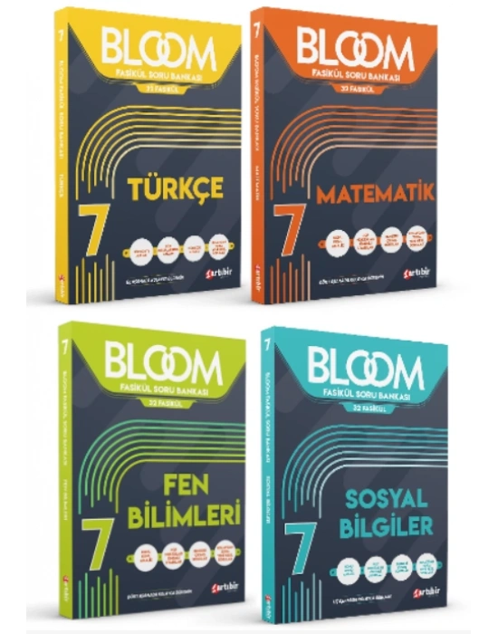 ARTIBİR YAYINLARI 7. Sınıf Bloom Türkçe + Matematik + Fen Bilimleri + Sosyal Bilgiler Fasikül Soru Bankası (4 Kitap)