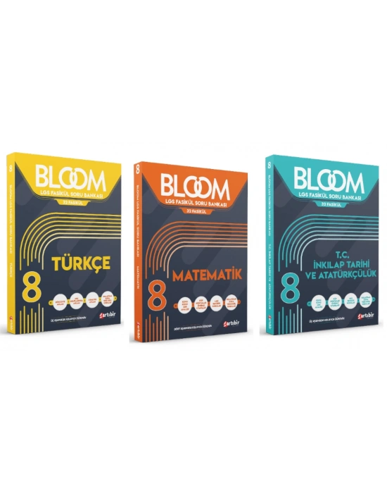 ARTIBİR YAYINLARI 8. Sınıf Bloom Türkçe + Matematik + T.C. İnkılap Tarihi ve Atatürkçülük Fasikül Soru Bankası (3 Kitap)