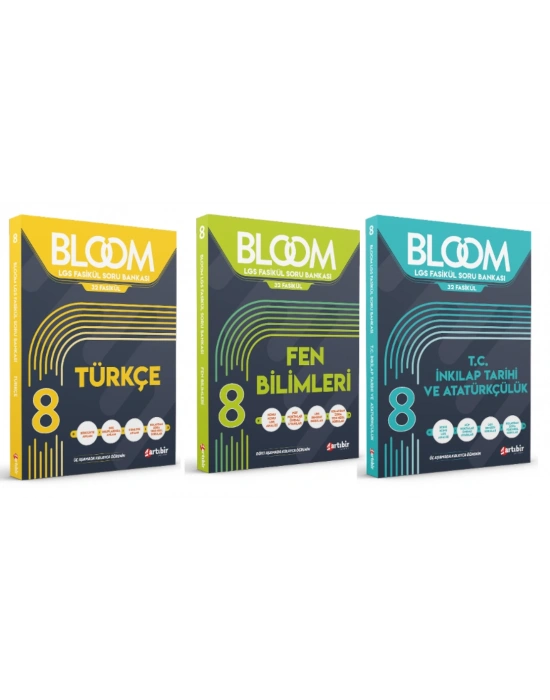 ARTIBİR YAYINLARI 8. Sınıf Bloom Türkçe + Fen Bilimleri + T.C. İnkılap Tarihi ve Atatürkçülük Fasikül Soru Bankası (3 Kitap)